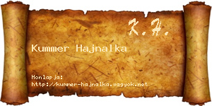 Kummer Hajnalka névjegykártya